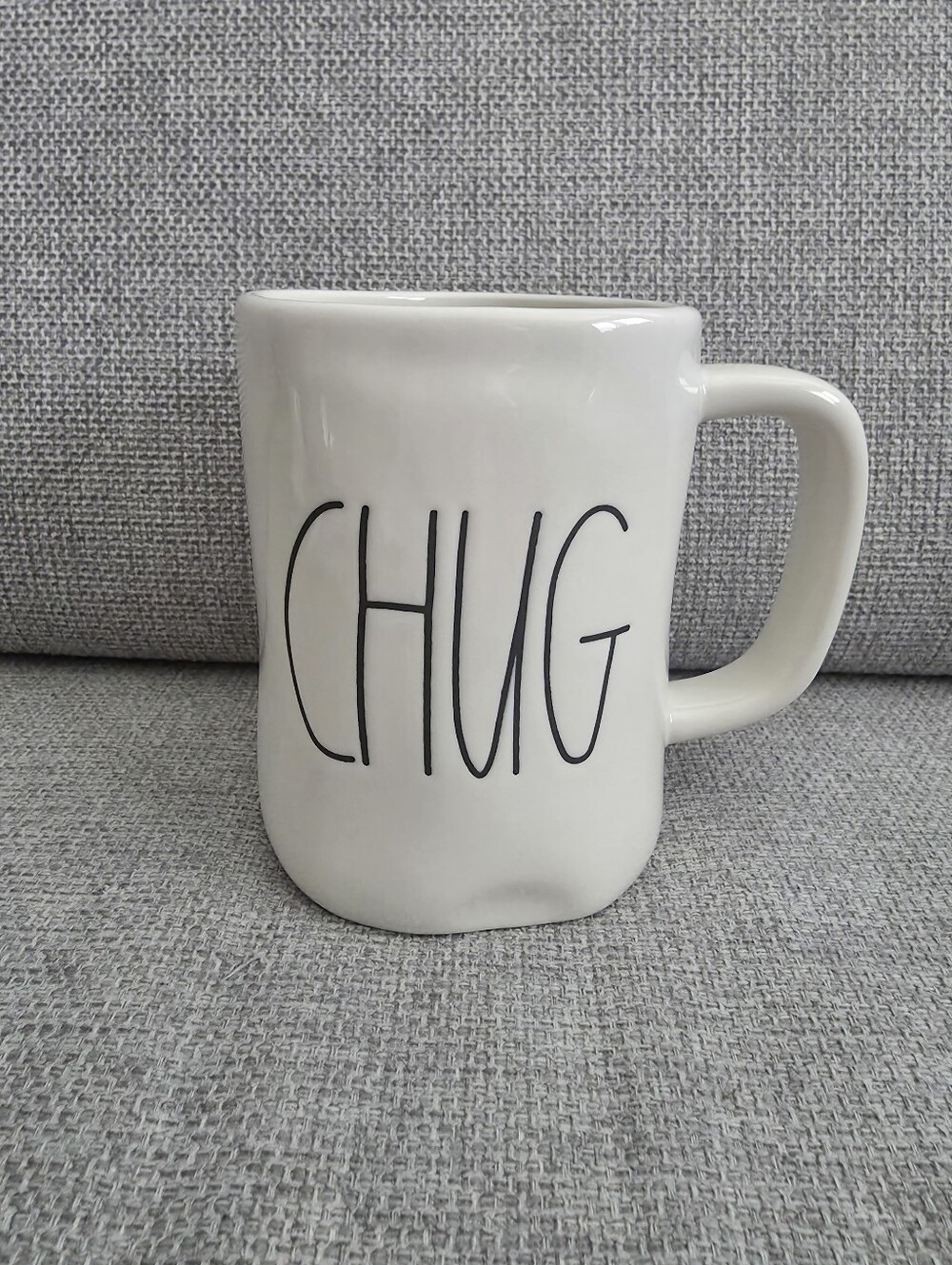 Rae Dunn White CHUG Mug with Black Lettering